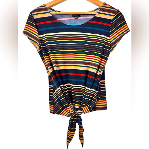 Jules & Leopold retro striped tshirt, Medium, knotted, 70s Hippie Boho - Picture 1 of 7